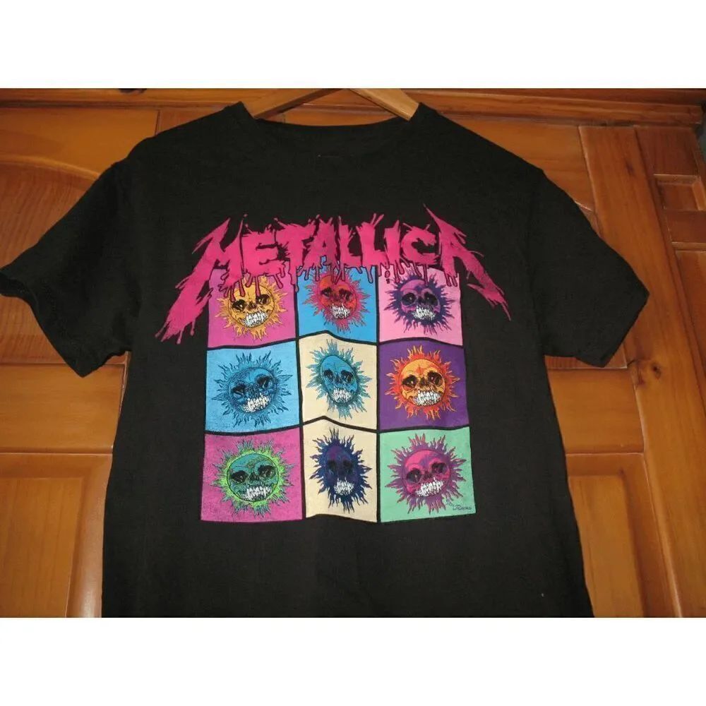 Metallica Pushead short Sleeve TShirt Flaming Skull Heavy Metal Band Tee Size S